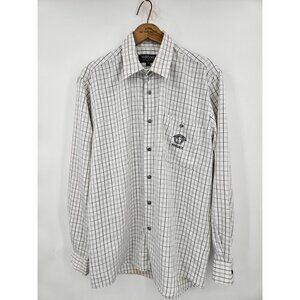 VTG Versace Jeans Couture Dress Shirt Mens S Black White Medusa Head Buttons